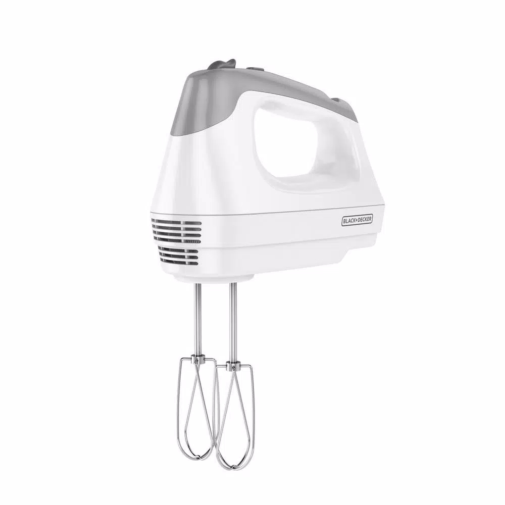 BLACK+DECKER 6-Speed Hand Mixer with 5 Attachments, 250W, White