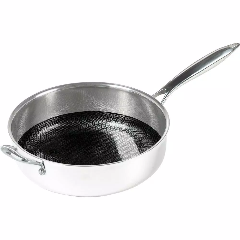 Black Cube 4.5 qt. Stainless Steel Hybrid Nonstick Saute Pan with Glass Lid