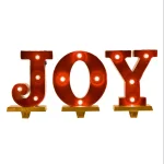 Glitzhome JOY Metal Stocking Holder Set of 3 - Illuminating Holiday Tabletop Decor thumbnail 1
