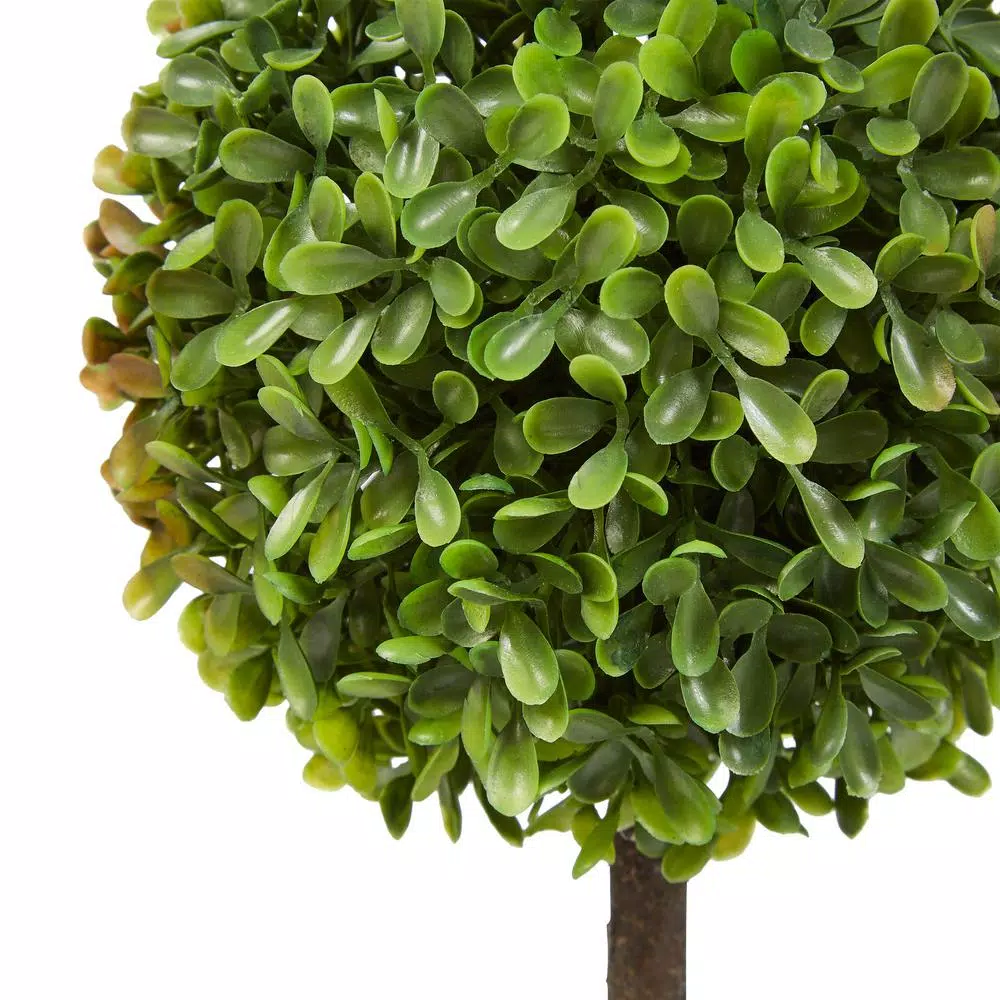 Pure Garden 11.5 in. Faux Boxwood Topiary Arrangements with Decorative Pots, Set of 3
