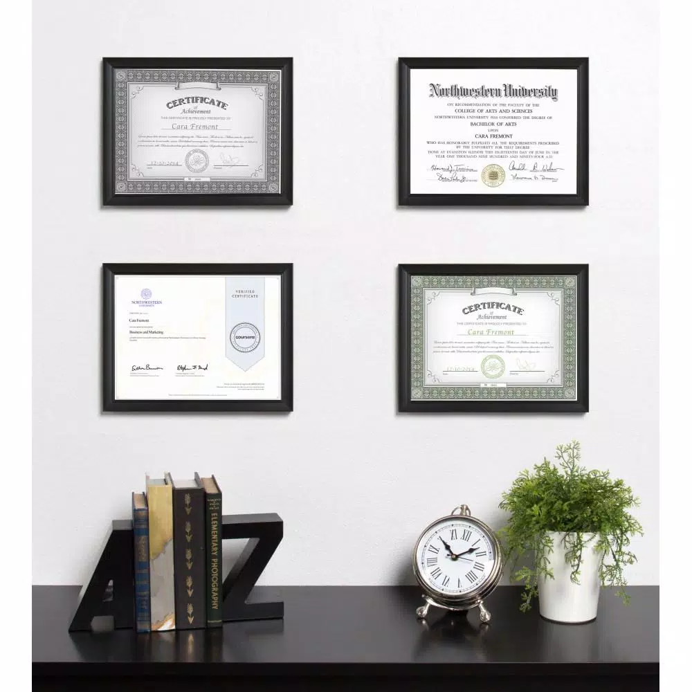 DesignOvation Design Ovation Cornell 8.5 x 11 in. Black Document Picture Frame Set of 4