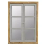 Aspire Home Accents Pueblo Distressed Wood Windowpane Accent Mirror - Medium Brown & Blue-Gray thumbnail 2