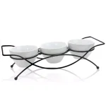 GIBSON elite Splendid Grace White Ceramic Divided Serving Set with Metal Rack (5-Piece) thumbnail 1