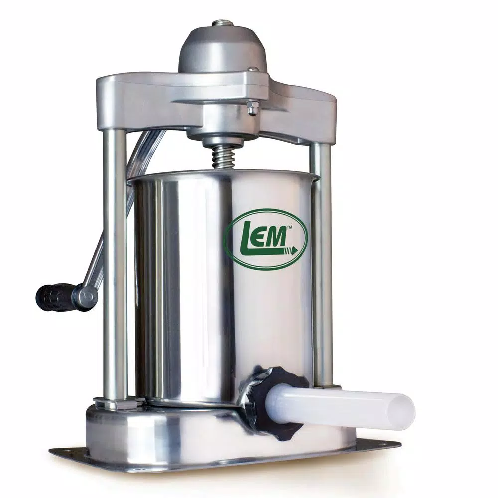 LEM Mighty Bite 15 lbs. Stainless Steel Vertical Sausage Stuffer with Hardened Steel Gears