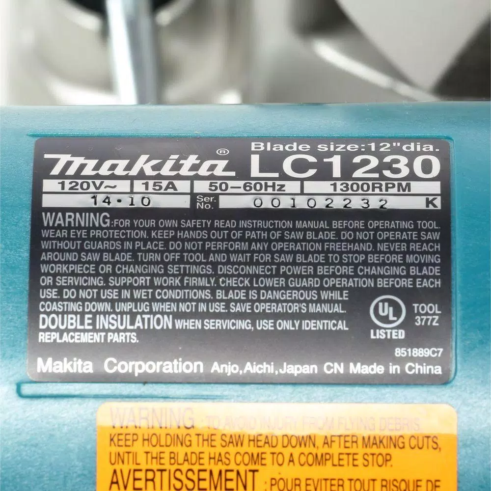 Makita 12 in. 15 Amp Corded Metal Cutting Chop Saw with Carbide Blade