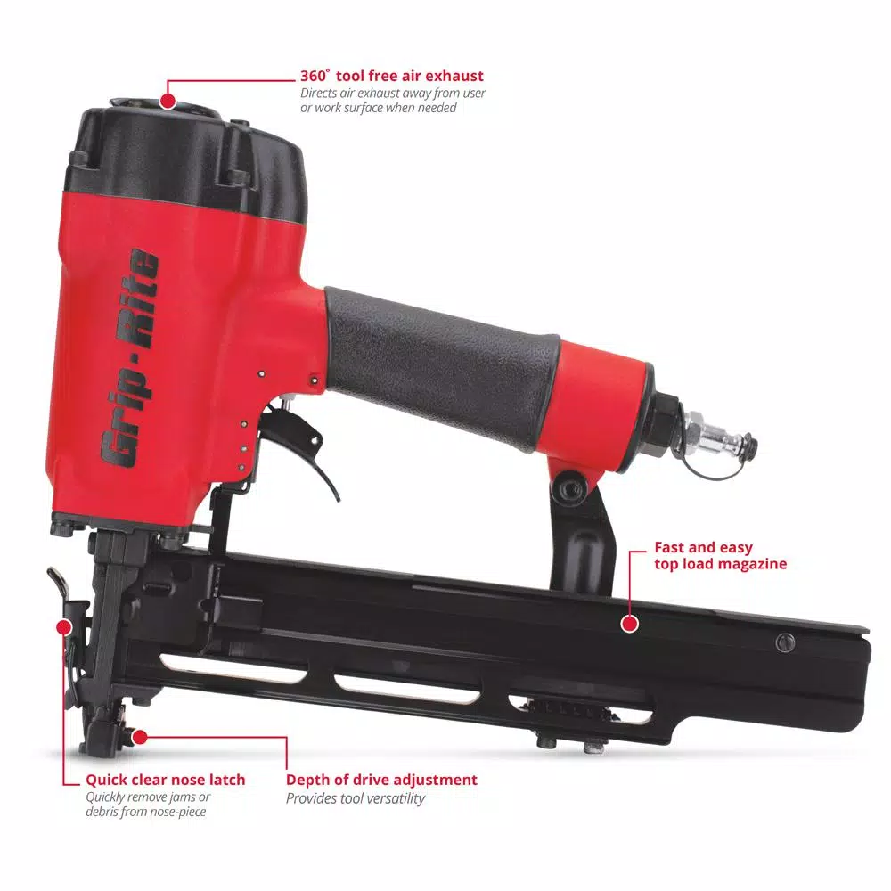 Grip-Rite 16-Gauge 2 in. Medium Crown Air Stapler with EZ-CLEAR Nose