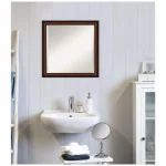 Amanti Art Cyprus 23 in. W x 23.12 in. H Square Beveled Edge Wood Bathroom Vanity Mirror, Dark Brown Walnut thumbnail 6