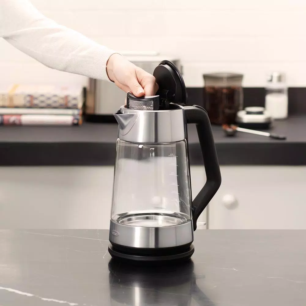 OXO 7.4-Cup Black Stainless Steel Cordless Electric Kettle, 1.75L with Auto Shut-Off