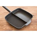 MasterPan 11 in. Cast Aluminum Nonstick Sectional Grill Pan with Split Section, Black thumbnail 3
