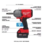 Milwaukee M18 FUEL 1/2 in. Impact Wrench with ONE-KEY, Extended Anvil Kit with 2 Batteries thumbnail 4