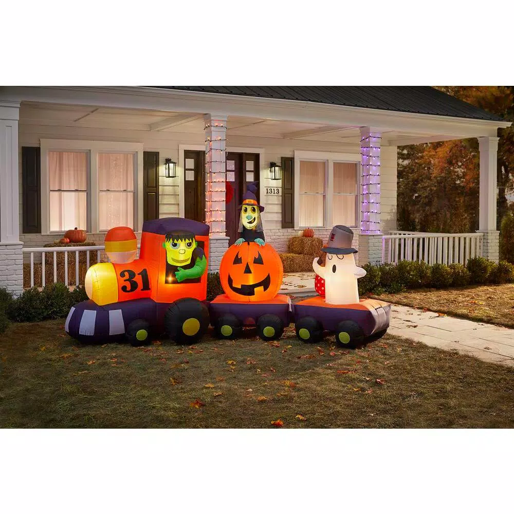 Gemmy 5.5 ft. Halloween Train Airblown Inflatable with Lights, Family Friendly Decor