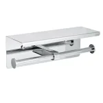 Alpine Industries Double Post Toilet Paper Holder with Storage Shelf, Chrome Finish thumbnail 2