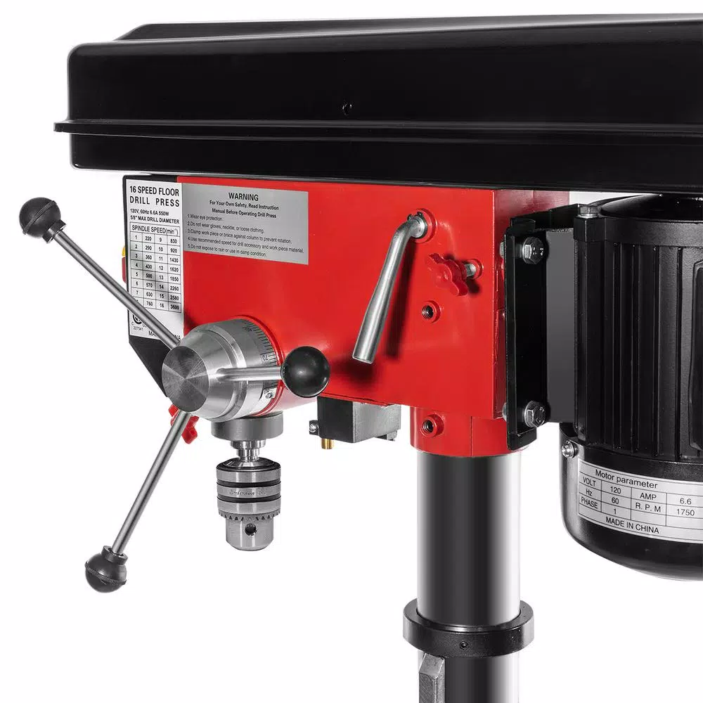 Stark 11 in. 16-Speed Stationary Drill Press with Floor Stand and Laser Light