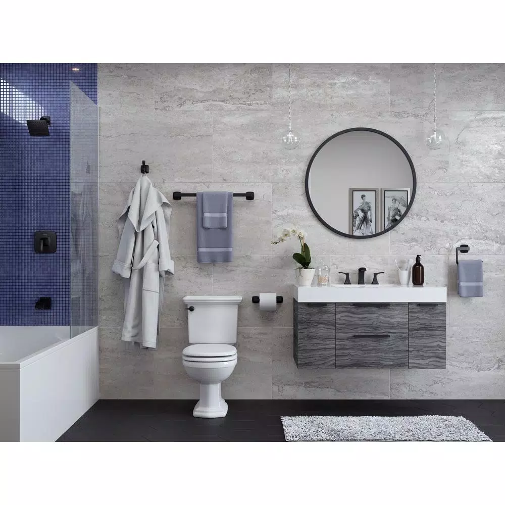 Pfister Venturi 18 in. Single Towel Bar, Matte Black Modern Metal Wall Mount