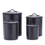 Old Dutch 4-Piece Matte Black Stainless Steel Wave Design Canister Set with Fresh Seal Covers thumbnail 1