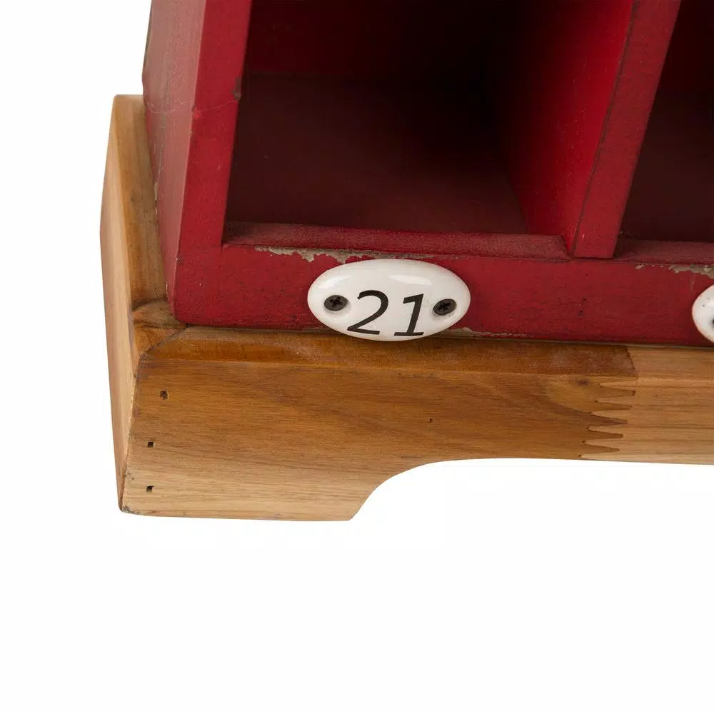Glitzhome 25 in. Wood and Metal Countdown to Christmas Advent Calendar Decor - Red