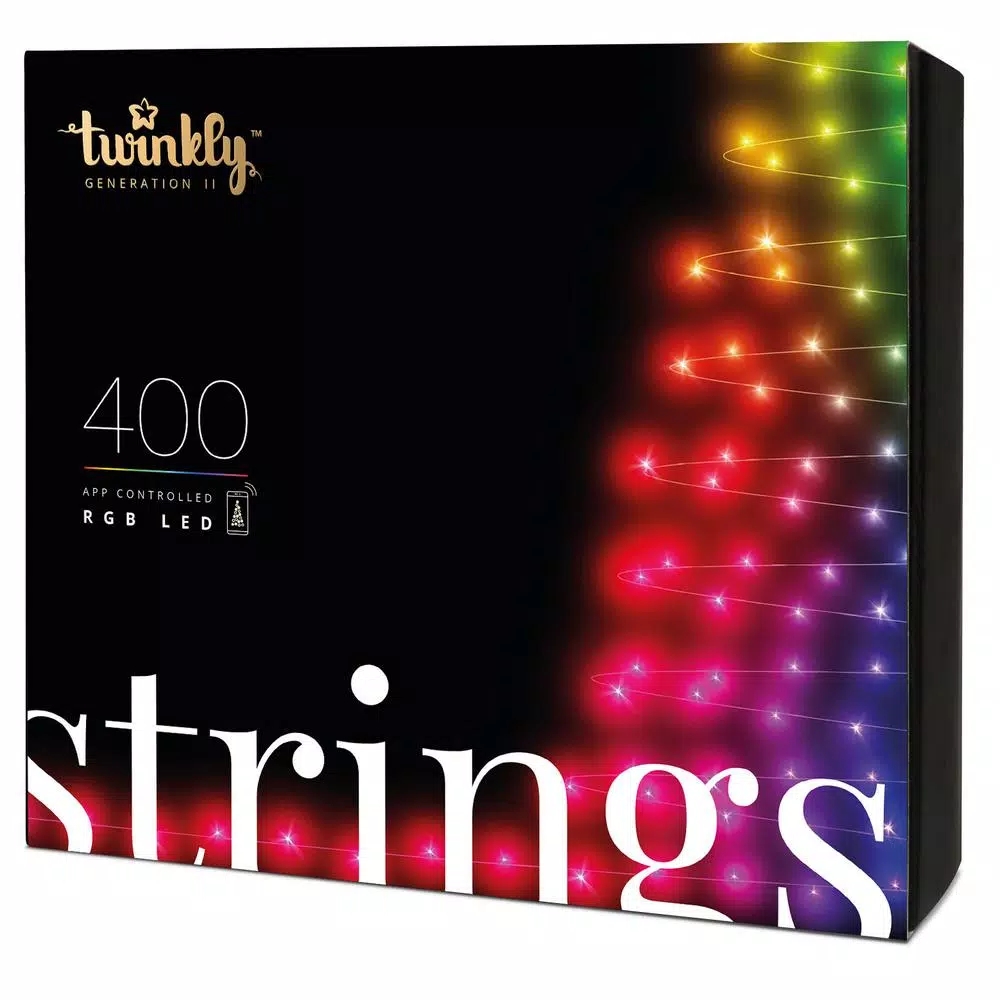 Unbranded Twinkly RGB Generation II Smart LED String Lights, 400 Multi-Color LEDs, Bluetooth & Wi-Fi