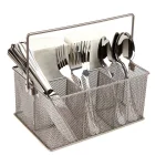 Mind Reader Silver Metal Mesh 4-Compartment Multipurpose Storage Basket and Utensil Holder thumbnail 4