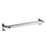 Unbranded 23.5 in. Stainless Steel Towel Rail with 2 Hooks, Chrome Polished Bathroom Towel Rack thumbnail 1