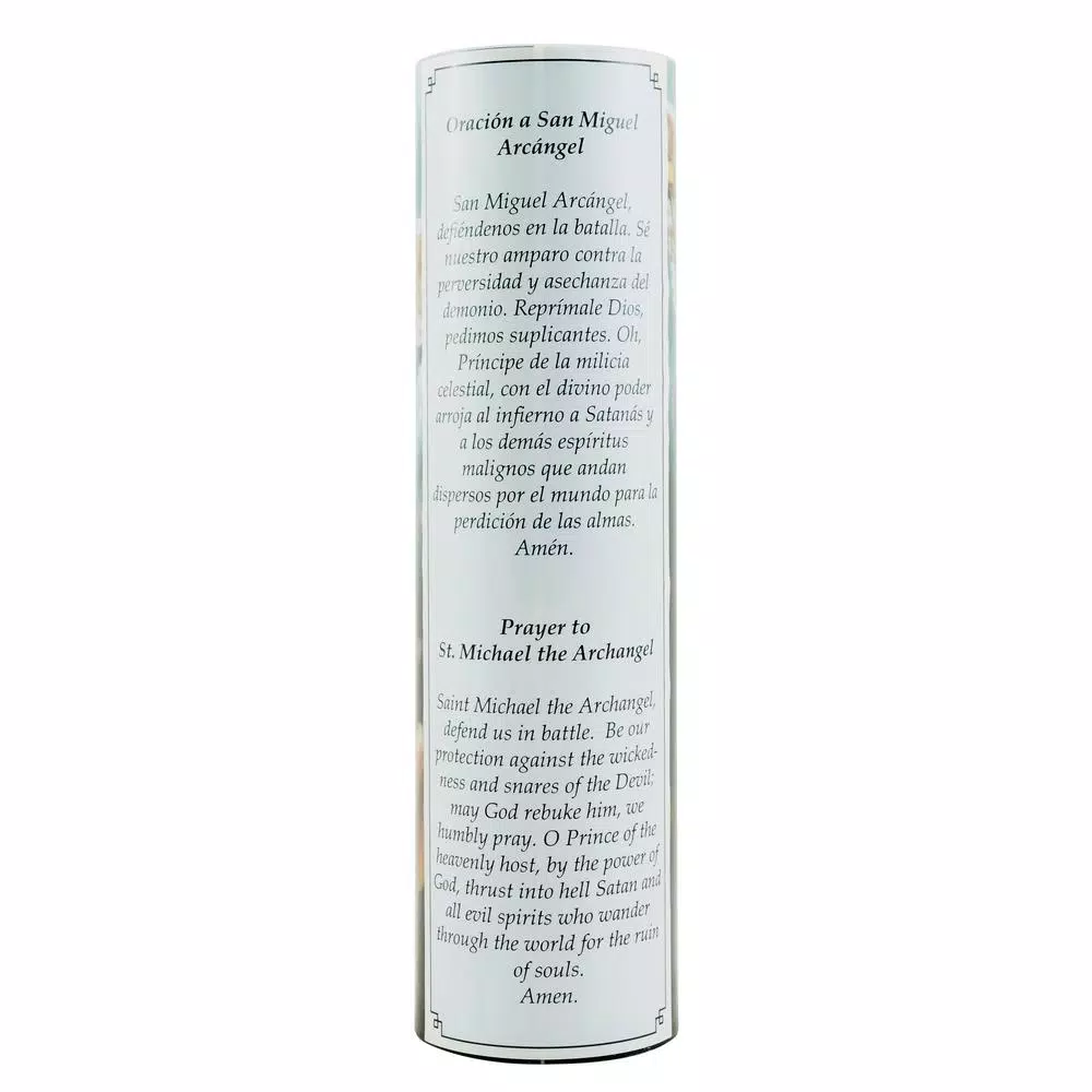 Stonebriar Collection 8 in. St. Michael LED Flameless Prayer Candle - English & Spanish