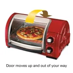 Hamilton Beach Easy Reach 1200W 4-Slice Toaster Oven with Roll-Top Door, Red thumbnail 3