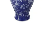 Benjara Blue and White Ceramic Ginger Jar with Petite Flower Design and Lid thumbnail 4