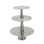 LITTON LANE 23 in. Polished Silver Aluminum 3-Tiered Round Rimless Cake Stand thumbnail 1