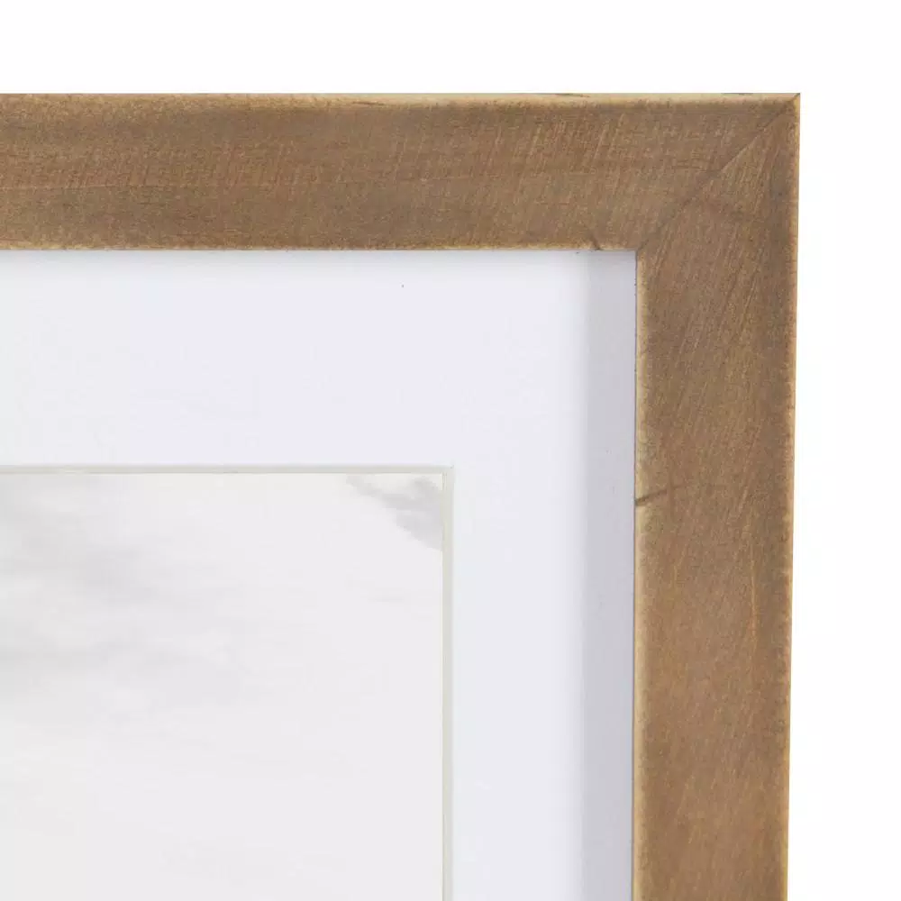 DesignOvation Gallery Rustic Brown Wood Picture Frame Set, 4-Pack, Fits 3.5x5 in. with Mat or 5x7 in. Without Mat