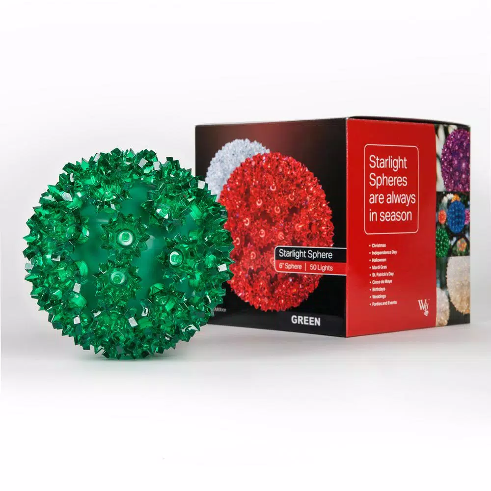Wintergreen Lighting 6 in. Green LED Starlight Sphere with 70 Mini Lights