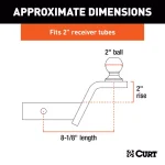 CURT Fusion Trailer Hitch Ball Mount, 2" Receiver, 2" Rise, 7,500 lbs. Capacity, 2" Ball thumbnail 5