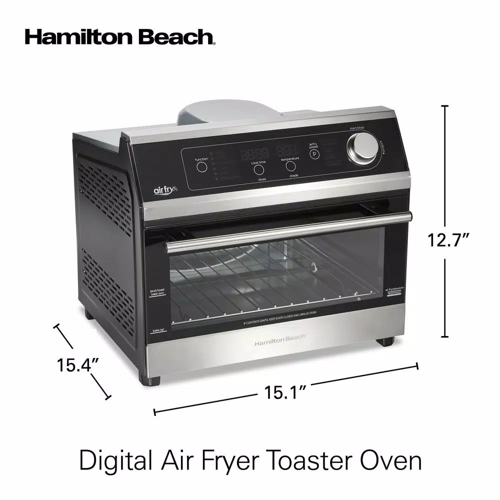 Hamilton Beach 1800W Digital Air Fryer Toaster Oven, 6-Slice, Black