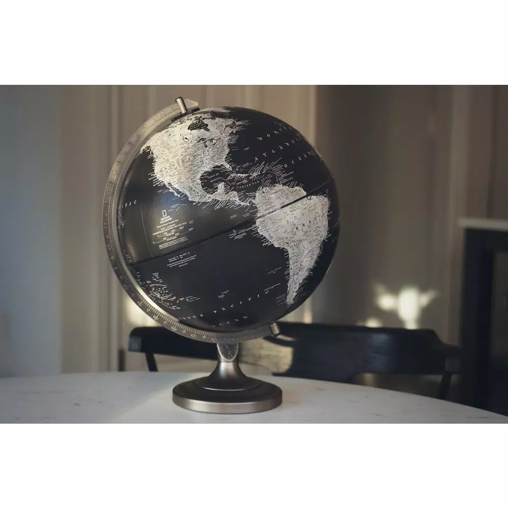 Replogle National Geographic Bancroft 12 in. Political Desk Globe with Satin Nickel Base