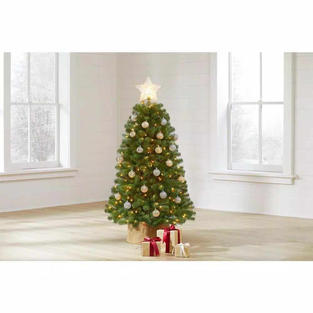 Home Accents Holiday 4.5 ft North Valley Spruce Artificial Christmas Tree with 200 Warm White Mini Lights