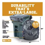Plasticplace 96 Gallon Black Heavy Duty Trash Bags, 1.2 Mil Thickness, 61 x 68 in., 50 Count Case thumbnail 2