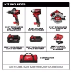Milwaukee M18 18V Brushless 3-Tool Combo Kit with 2 Batteries and Charger thumbnail 2