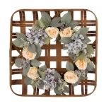 Glitzhome 22 in. Hydrangea Rose Wreath with 24 in. Bamboo Tobacco Basket Set thumbnail 1