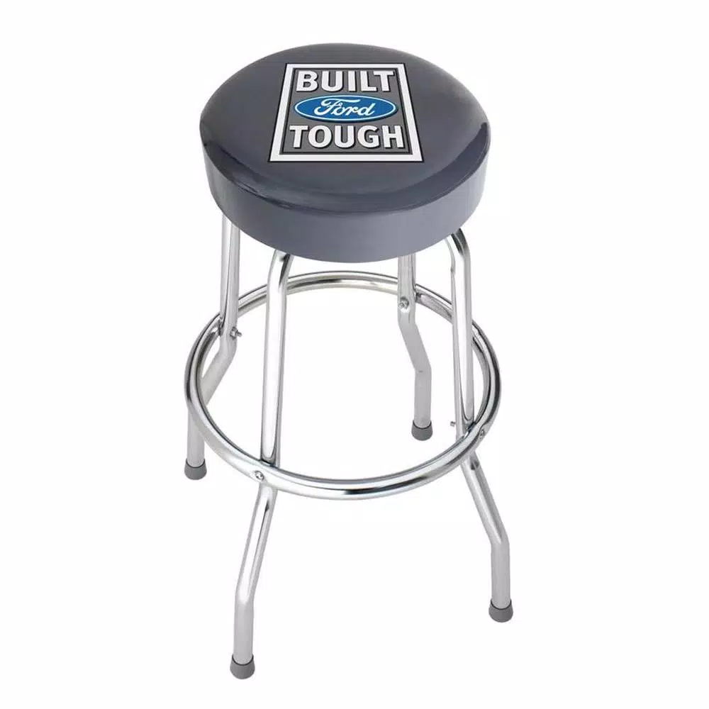 Plasticolor Built Ford Tough Officially Licensed Garage Shop Stool with Chrome Steel Frame