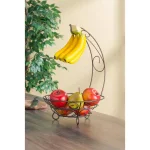 Home Basics Bronze Fruit Basket with Banana Tree Stand, Elegant Scroll Design Steel Fruit Bowl thumbnail 4