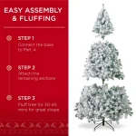 Best Choice Products 7.5 ft. Pre-Lit Flocked Artificial Christmas Tree with 550 Warm White Incandescent Lights thumbnail 4