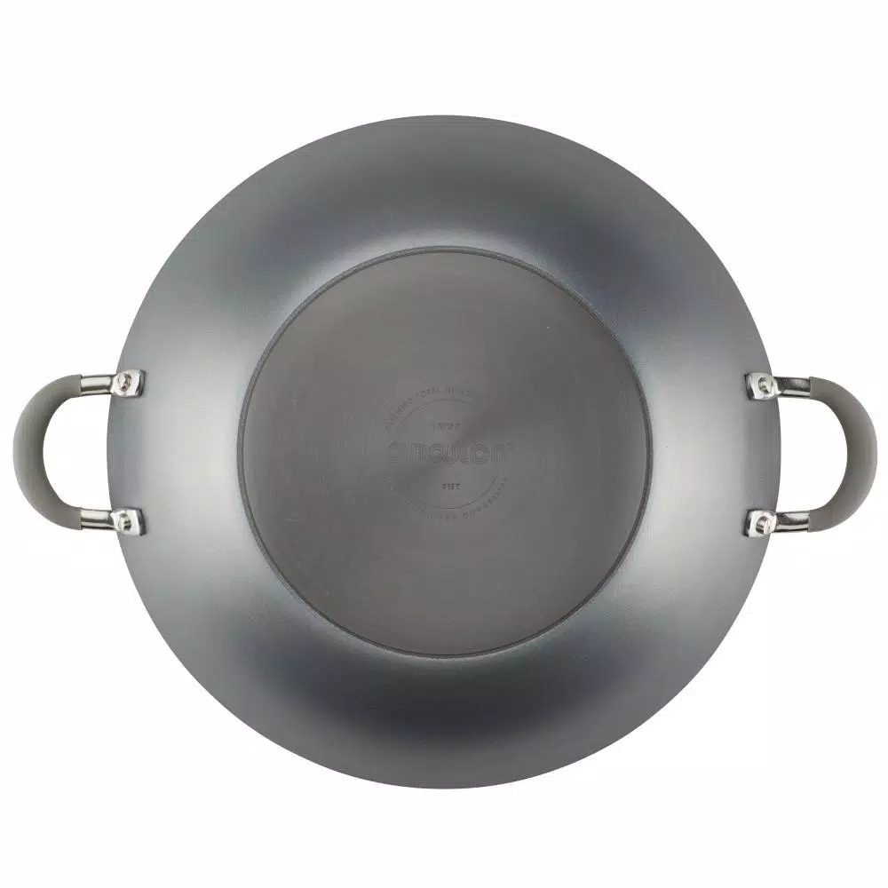 Circulon Elementum 14-Inch Hard-Anodized Nonstick Covered Wok with Side Handles, Oyster Gray