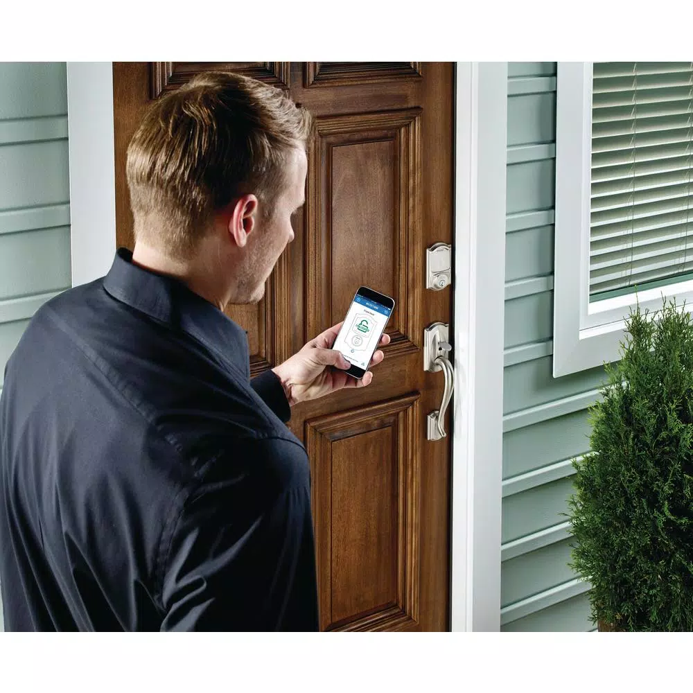 Schlage Sense Smart Deadbolt with Right-Handed Flair Lever Handleset, Satin Nickel