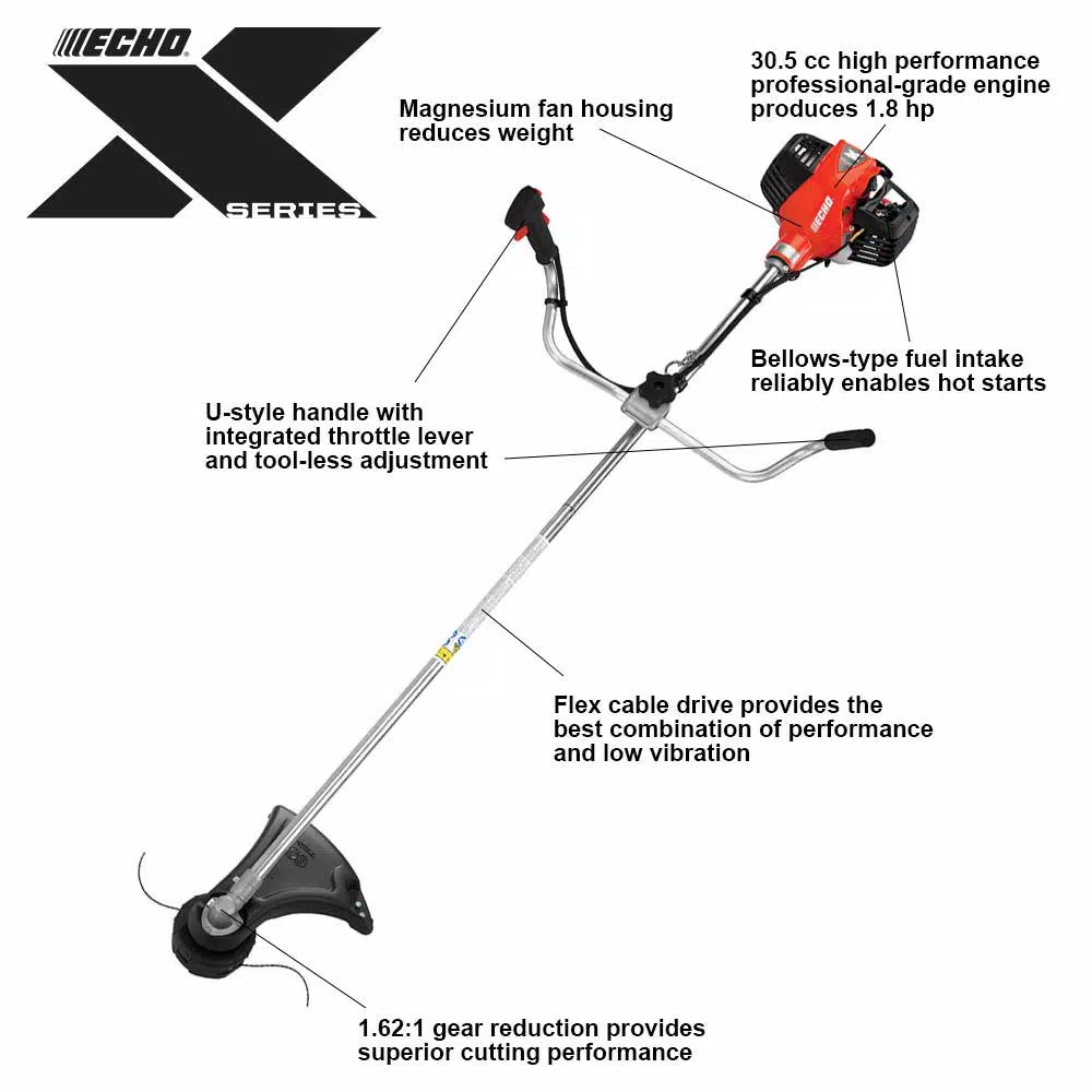 ECHO SRM-3020U X Series 30.5 cc Gas 2-Stroke U-Handle Brush Cutter