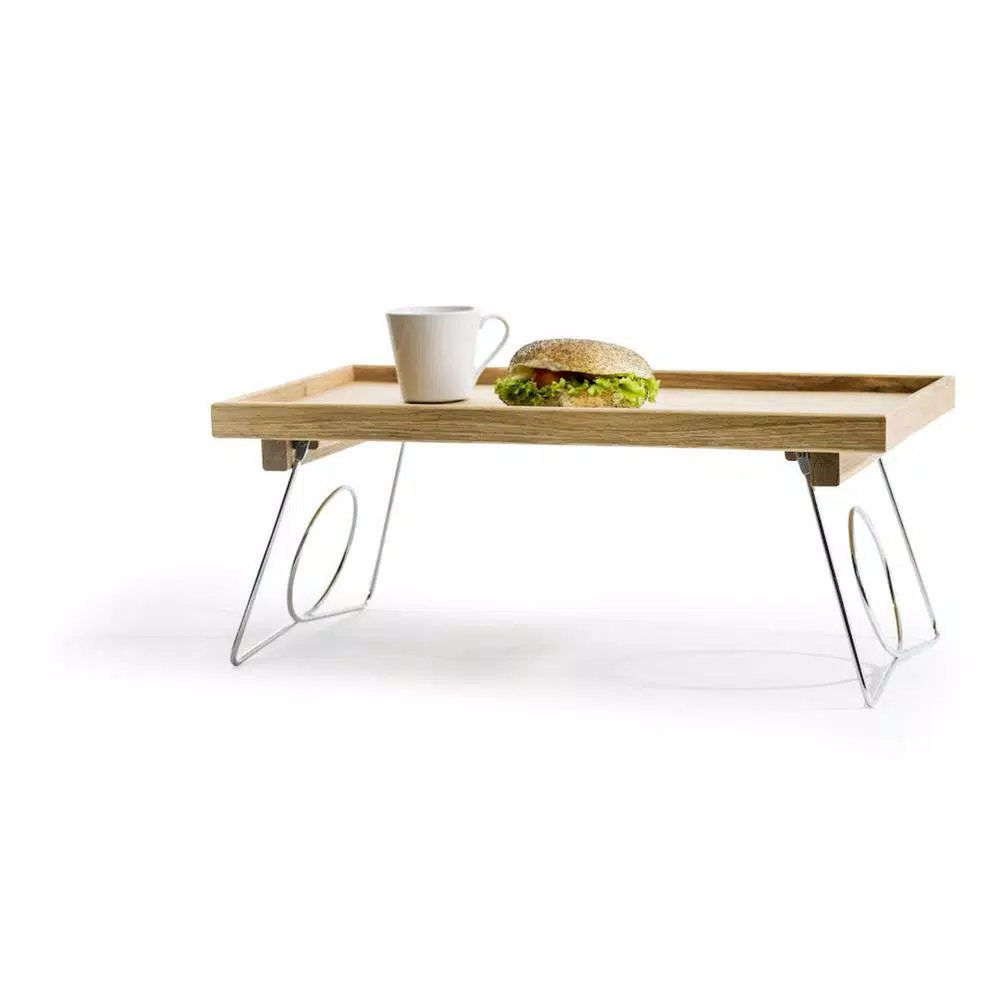 Sagaform Nature Solid Oak Bed Tray with Stainless Steel Folding Legs