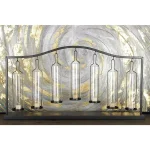 LITTON LANE 19 in. Metallic Black Iron and Clear Glass 7-Light Votive Candle Holder thumbnail 5