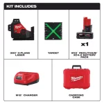 Milwaukee M12 Green 360° 3-Plane Laser Level Kit with 4.0 Ah Battery, Charger, and Case thumbnail 3