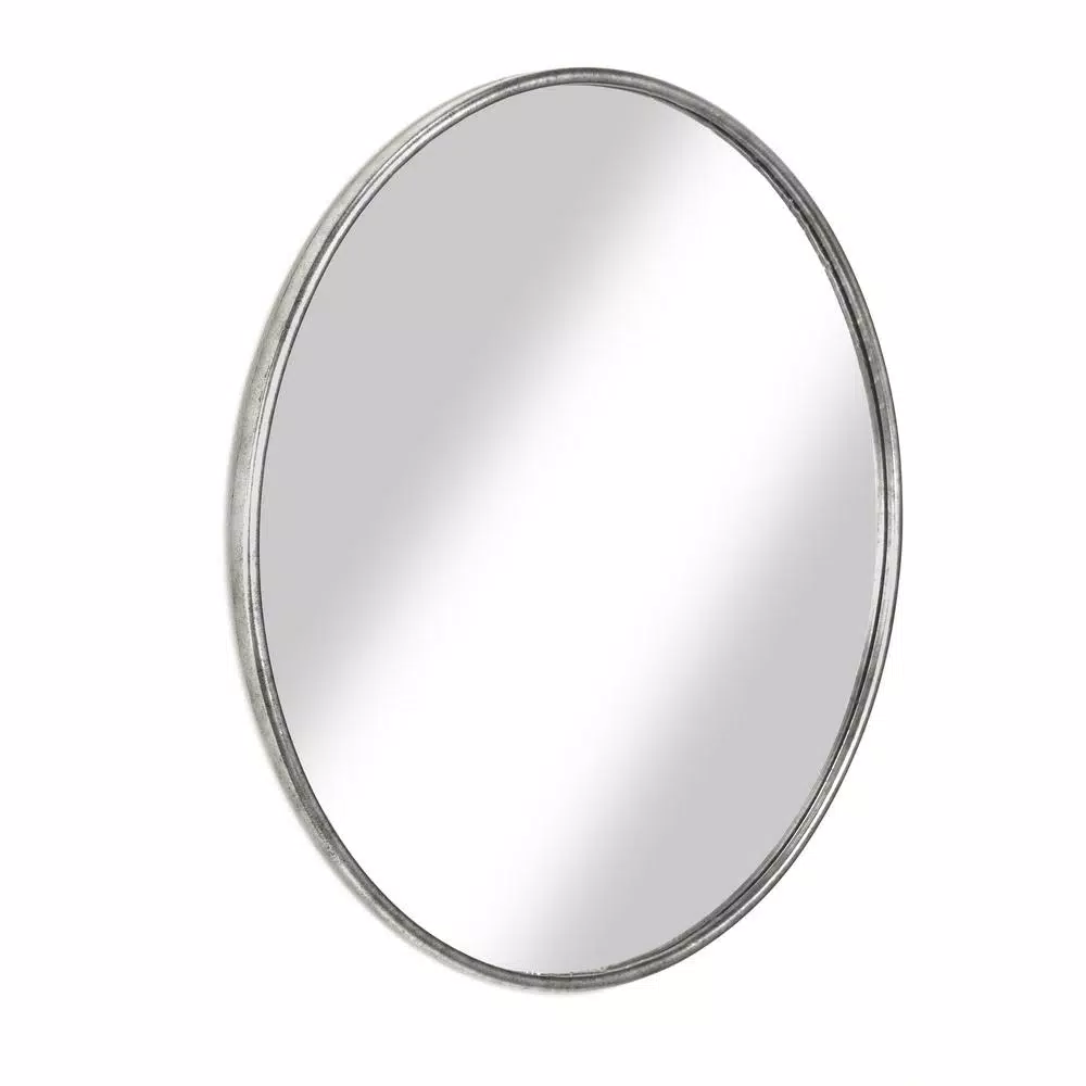 Martin Svensson Home Contemporary Round Pewter Metal Frame Accent Mirror, 36 in. x 36 in.