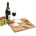Unbranded Picnic at Ascot Celtic Bamboo Cheese Board Set with Ceramic Dish and 3 Stainless Steel Tools thumbnail 2