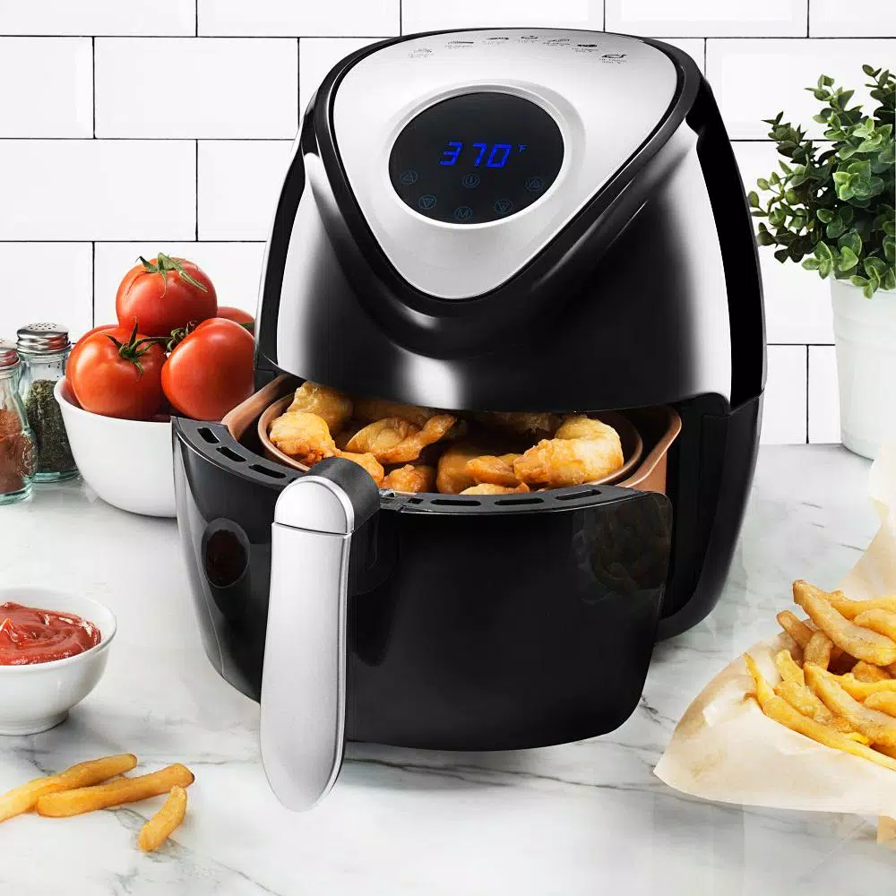Gotham Steel 4 Qt. Digital Air Fryer with Ti-Cerama Non-Stick Coating, 1400W, Black