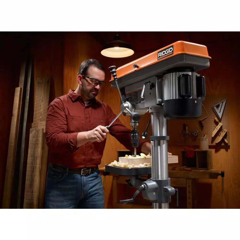 RIDGID 15 in. Drill Press with LED Worklight, 3/4 HP Motor, 12 Speeds