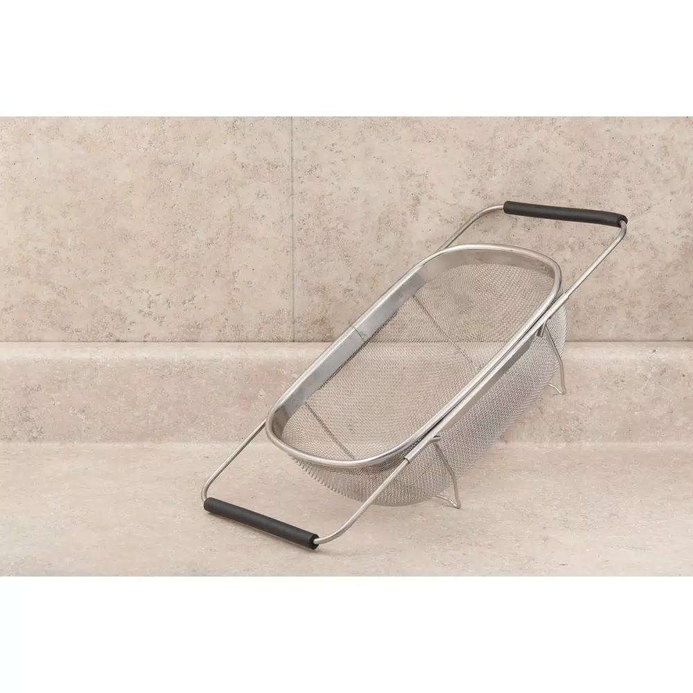 ExcelSteel 11 in. Stainless Steel Over the Sink Mesh Strainer with Extendable Non-Slip Rubber Handles